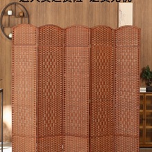 草编屏风隔断酒店玄关客厅卧室遮挡家用折屏简易折叠移动实木屏风