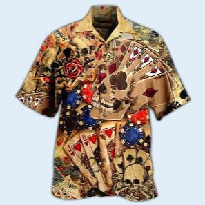 Cross-border European and American Amazon 3D printed men's shirt set 2024 summer new casual loose-fitting shirt