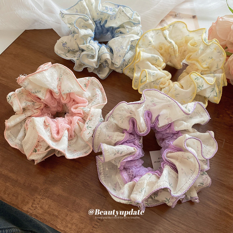 Sal marina, tela azul, encaje, lazo para el cabello de intestino grueso, cuerda para el cabello dulce y versátil, cuerda para el cabello con sensación de alta calidad, accesorios para el cabello