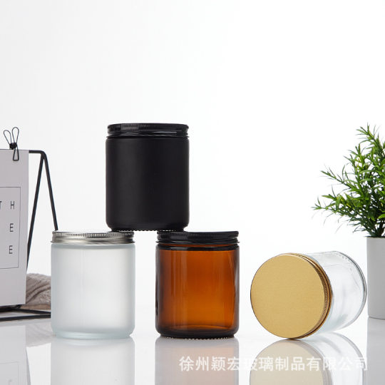 茶色蜡烛玻璃杯香薰玻璃罐蜡烛罐透明蜡烛杯香薰杯烛台空瓶
