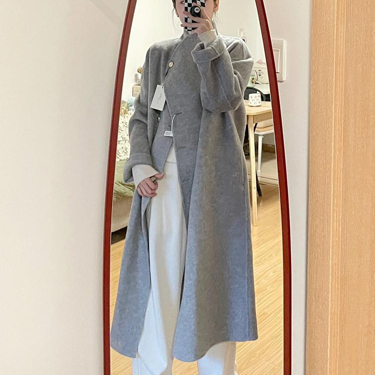 Cross-border foreign trade autumn and winter high-grade sense gray wool double-sided woolen coat women's autumn and winter thickened woolen coat Cross-border foreign trade autumn and winter high-grade sense gray wool double-sided woolen coat women's autumn and winter thickened woolen coat