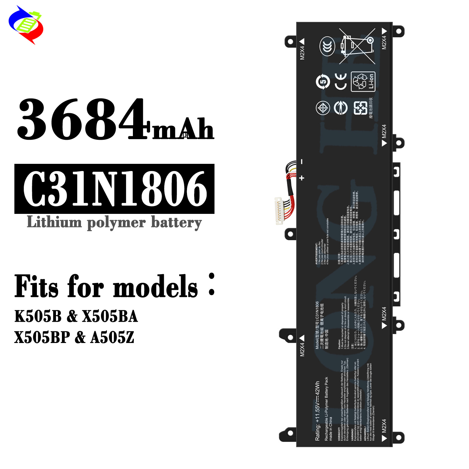 适用华硕K505B/X505BA/X505BP/A505Z笔记本电池C31N1806工厂批发