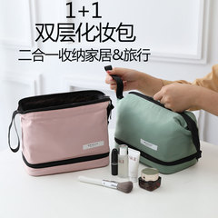 雙層化妝包大容量高質量ins時尚便攜防水化妝包化妝品旅行洗漱包