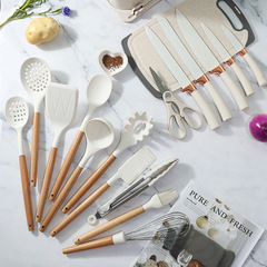 Cross-border silicone spatula and spoon 19-piece set non-stick silicone spatula and knives light luxury silicone kitchenware set wholesale