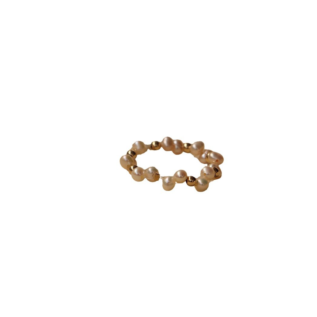 Woven sophisticated design elegant fashionable fresh ring pearl
