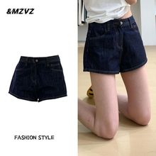 丹宁蓝色牛仔短裤女夏季外穿高腰宽松百搭辣妹显腿长显瘦超短热裤
