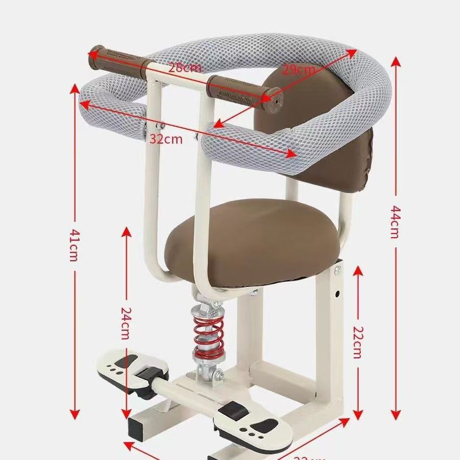 Electric scooter child safety seat, front-mounted baby seat for electric scooters and motorcycles, shock-absorbing front seat for children