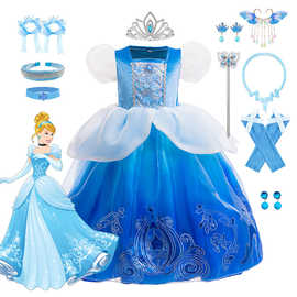 灰姑娘南瓜车印花灰姑娘蓬蓬新款礼服连衣裙印花渐变灰姑娘演出服