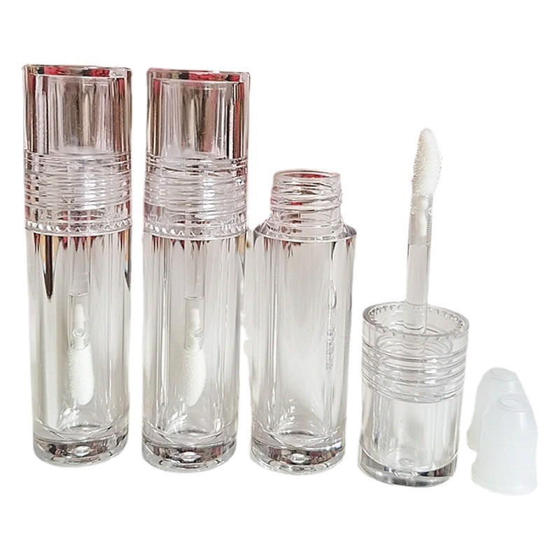 En stock tubo de brillo labial completamente transparente de plástico 2,5 ml tubo vacío de esmalte de labios transparente en general 2ML tubo redondo material de embalaje cosmético