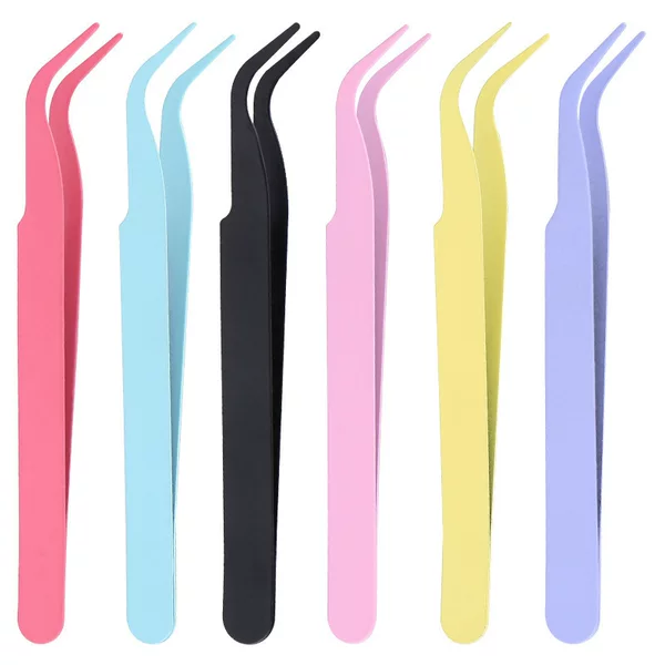 Tweezers for Nail Art and Eyelashes, Mini Colorful Journal Clips, Straight and Curved DIY Tools