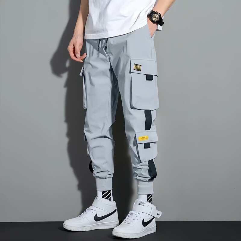 Cross-Border Men's Pants European Size American Style Joggers Popular Cargo Pants Off-White Gray Black High Waist in Stock