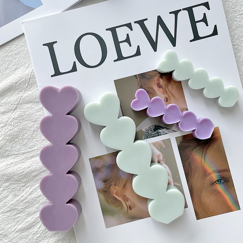 Jiahuimei tridimensional amor aromaterapia vela molde de silicona 5 piezas en forma de corazón epoxi jabón hecho a mano herramienta abrasiva de chocolate