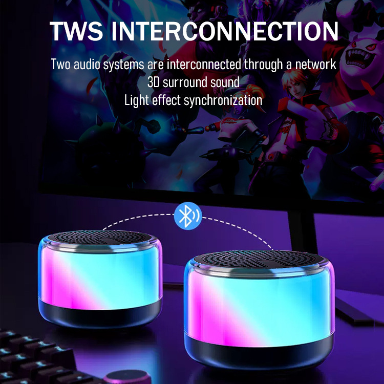 ホットスタイル RGB ライト Bluetooth オーディオカラフルなライトスピーカーポータブル車のサブウーファースピーカーミニ小型鋼砲|undefined