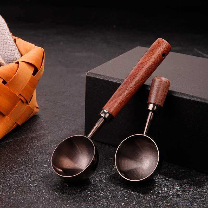 Mätsked i rostfritt stål med trähandtag för kaffe och te_voghion.com