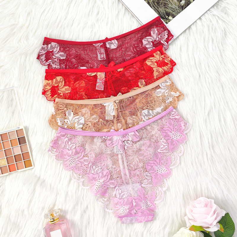 Nylon, Cotton Fabric Type Flower Breathable Low Waist Briefs Panties