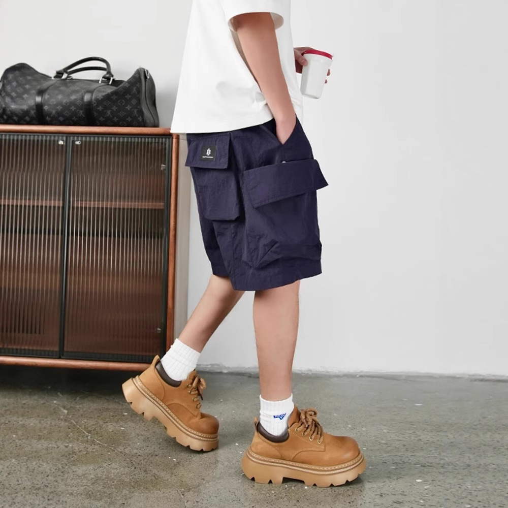 American Retro Trendy Brand Multi-Pocket Cargo Casual Shorts for Men, Summer New High-End Loose Versatile Knee-Length Shorts