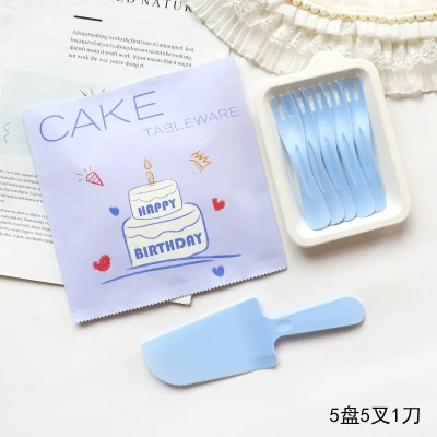 40 sets of pulp trays, disposable knife and fork trays, tableware, birthday cake trays, party, plastic set