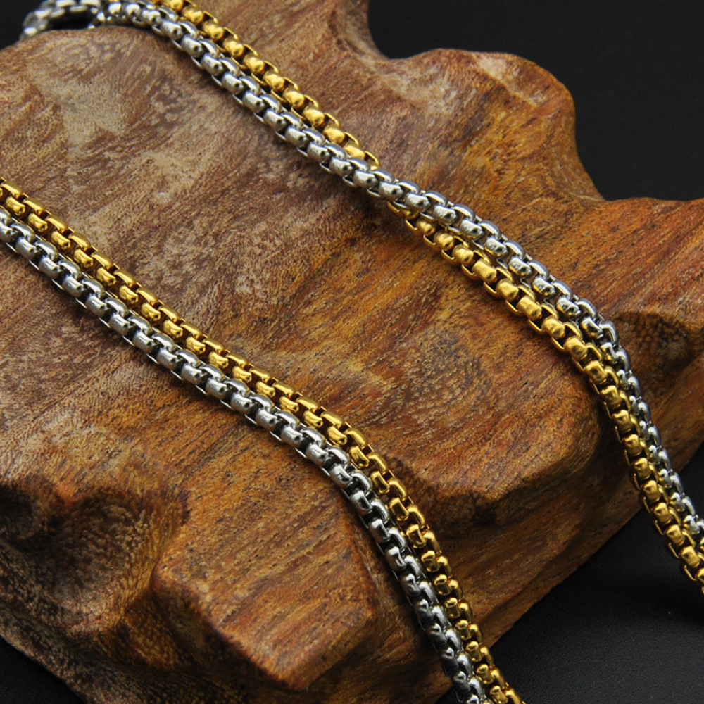 Herren Halskette Mit Quadratischer Perle Aus Edelstahl_voghion.com