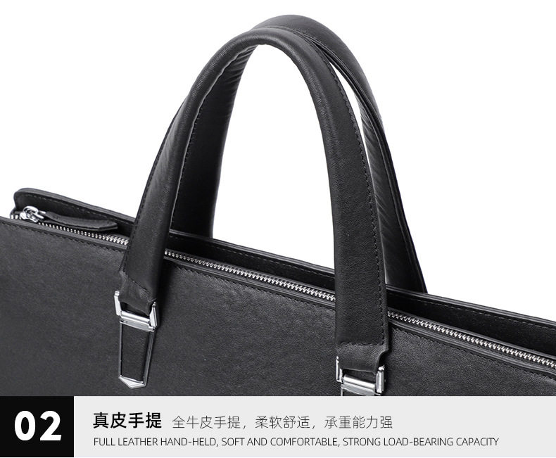 Túi xách nam công sở da bò lớp đầu kiểu mới, túi đựng laptop 14 inch sức chứa lớn 37×10×26 cm — Màu đen chi tiết 19