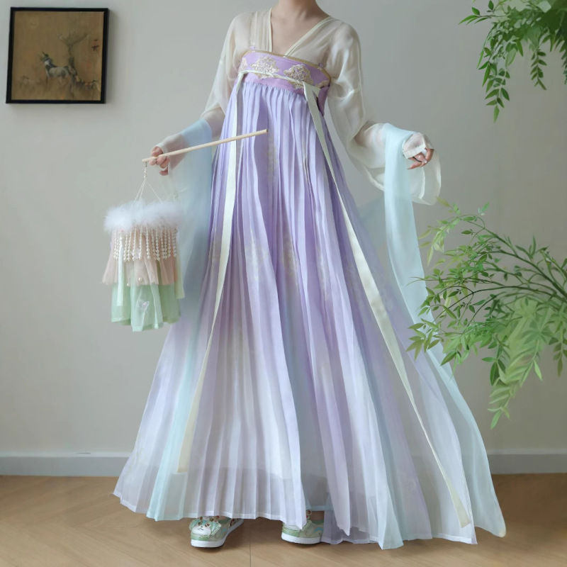 [Chunjin] New Tang-Style Han Dynasty One-Piece Embroidered Chest-Length Skirt, Fairy-Like Fresh Spring and Summer Suit for Daily Use