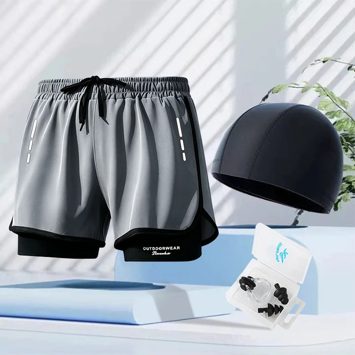 Pantalones de baño para hombre de secado rápido, doble capa antitransparencia, estilo deportivo y moderno, tendencia global image 8