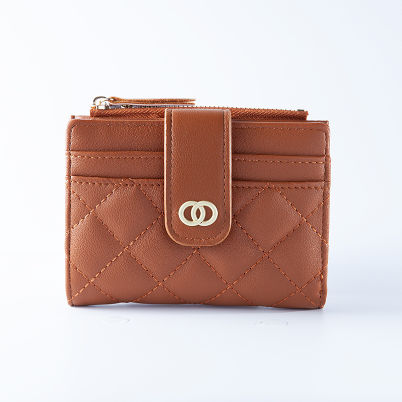 Versión coreana de la billetera de las señoras, bordado de fragancia pequeña, monedero de PU multifuncional, billetera transfronteriza de sentido avanzado para mujer