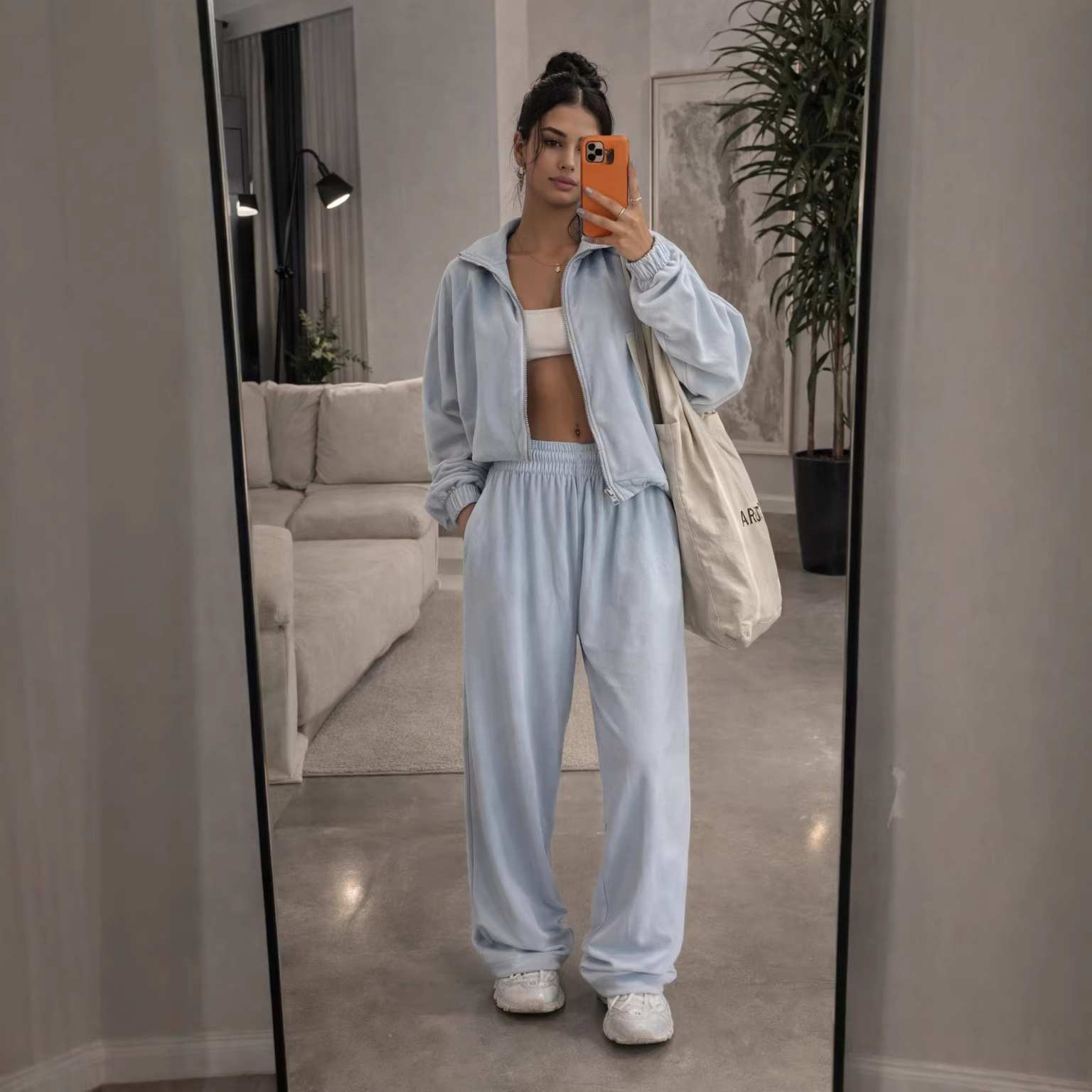 Women's Clothing Women's Casual Suit Set Style Solid Color Long Sleeved Zip Up Cardigan Jacket Sweatpants Two Piece_ecoleips.com