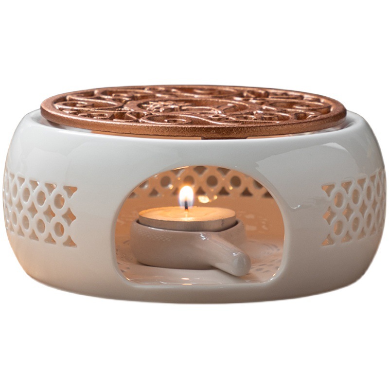 Base de calefacción blanco porcelana calentador té negro cerámica estufa titular vela base perfumada traje de té base de cerámica multifuncional