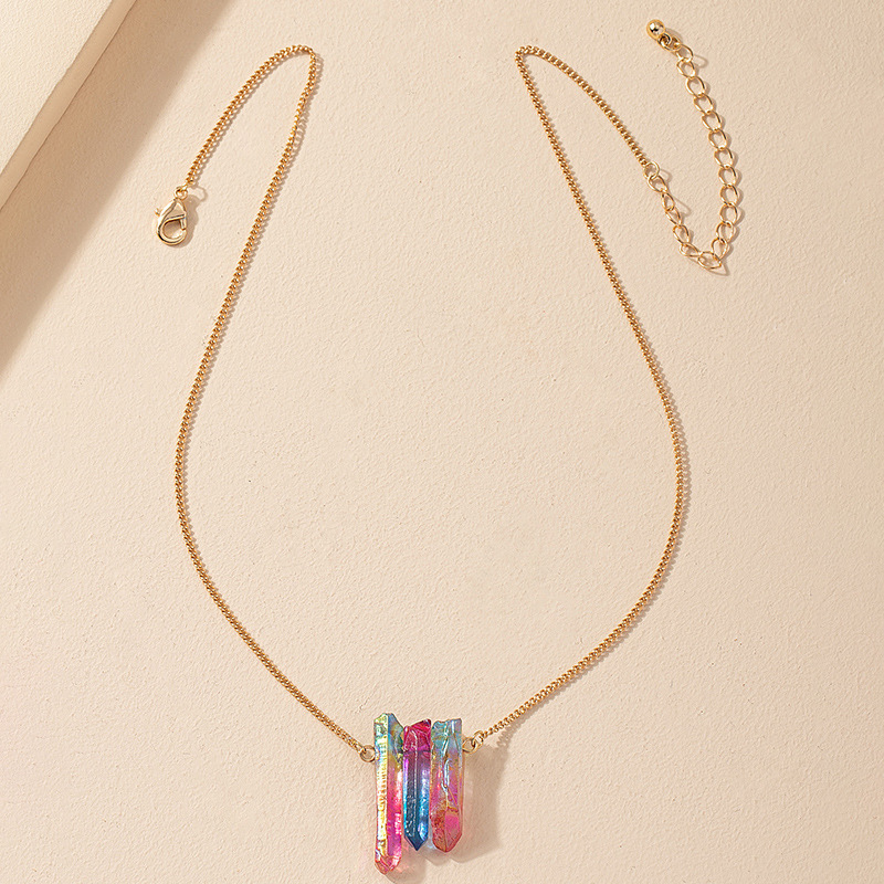 Simple Colorful Crystal Stone Pendant Necklace display picture 2