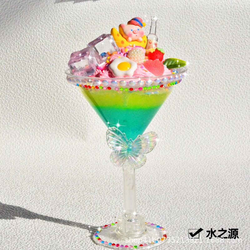 24新款仿真冰淇淋杯奶油胶水晶大杯甜品冰激凌diy手工儿童材料包|undefined