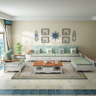 Small-Sized Pastoral Style Classy Solid Wood Sofa Combination White Winter and Summer Dual-Use Storage Korean Living Room Furnit