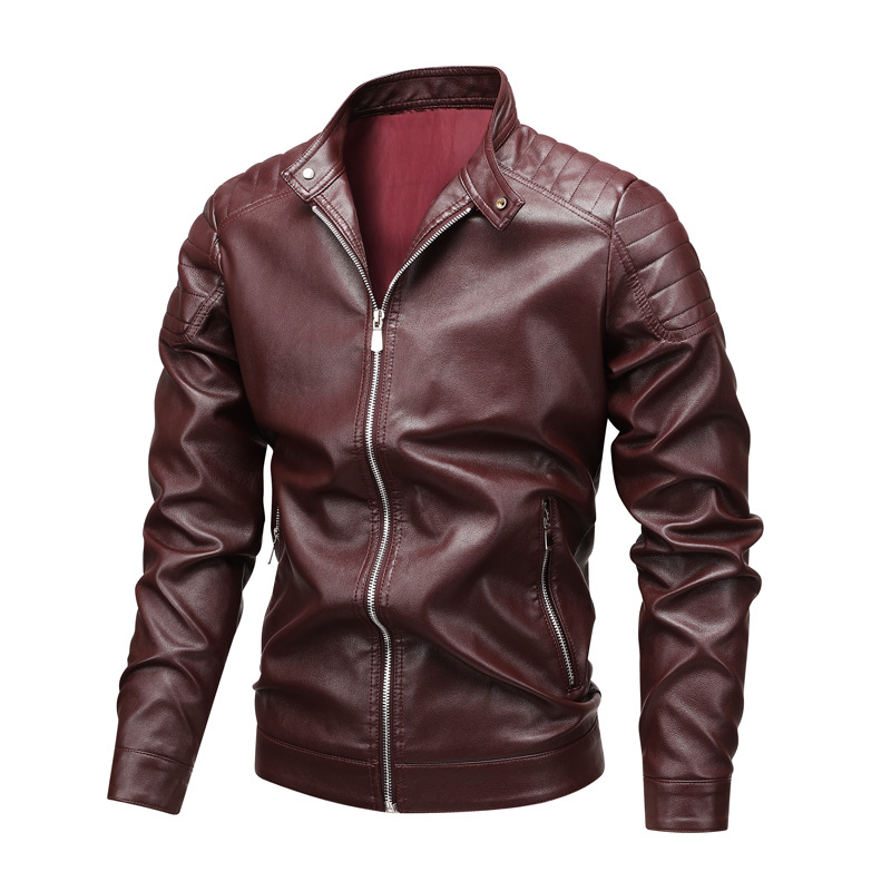 Chaqueta de cuero de hombre transfronteriza primavera y otoño nuevo abrigo coreano delgado chaqueta de motocicleta de hombre de cuello de pu chaqueta de cuero para hombre