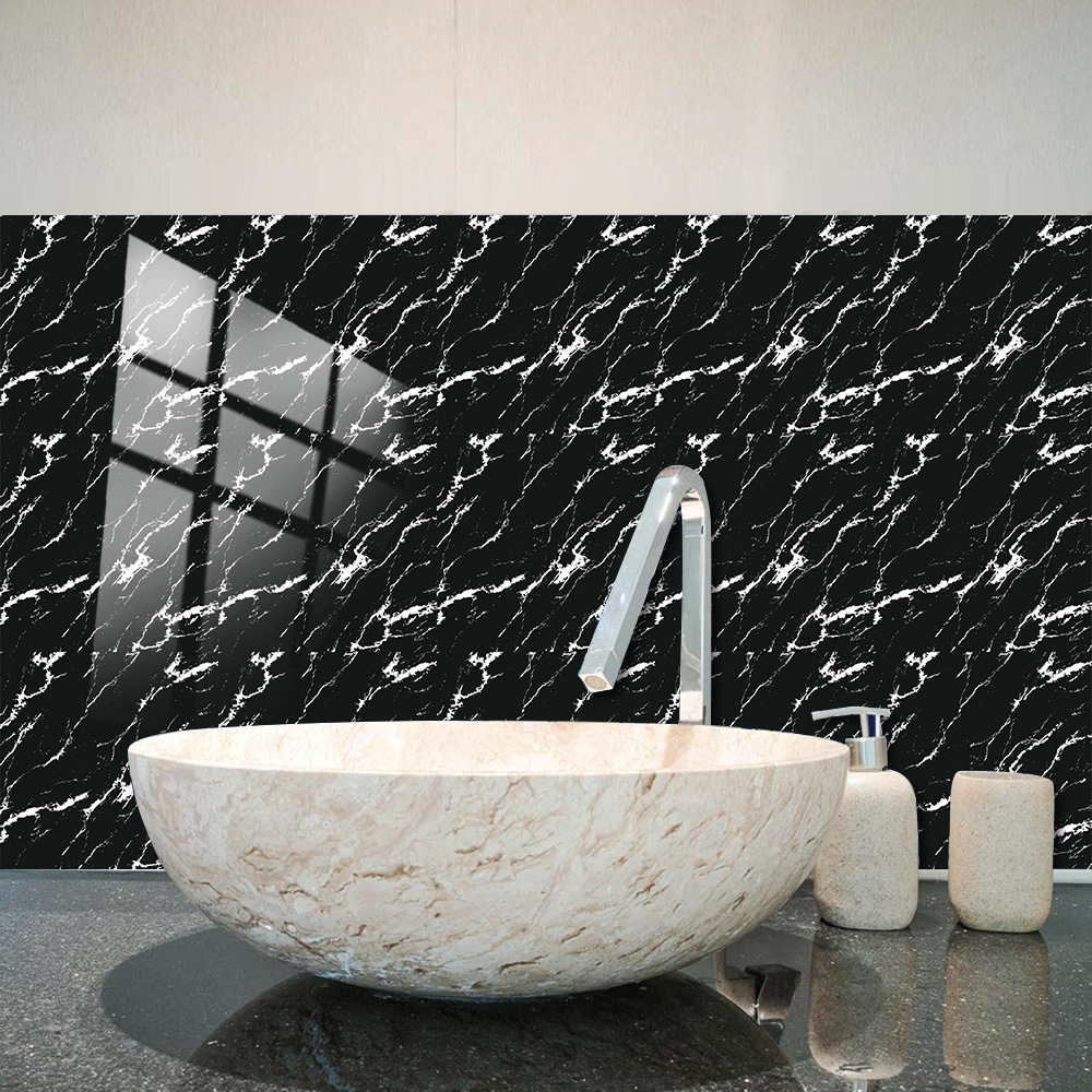 Luxury Black Marble Wall Stickers For Kitchen And Bathroom Decor_voghion.com