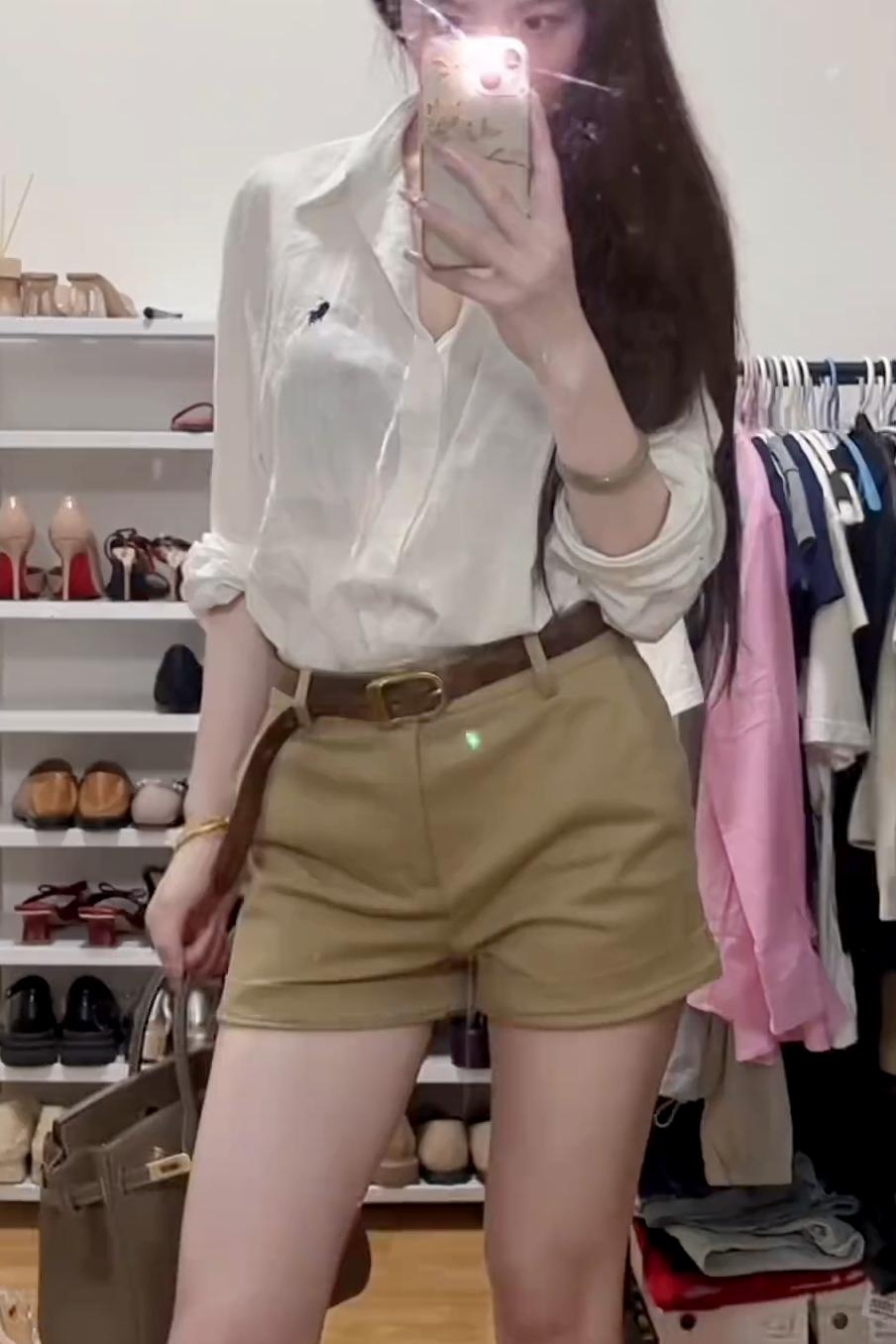 Sophisticated summer comfortable khaki shirt
