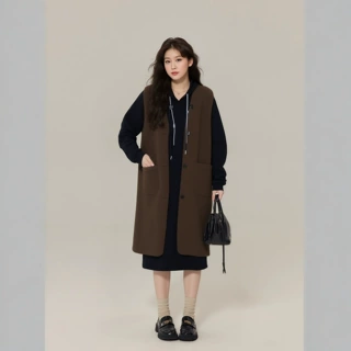 炸街秋冬装大码女装颗粒绒复合一体中长款马甲200斤外套3179