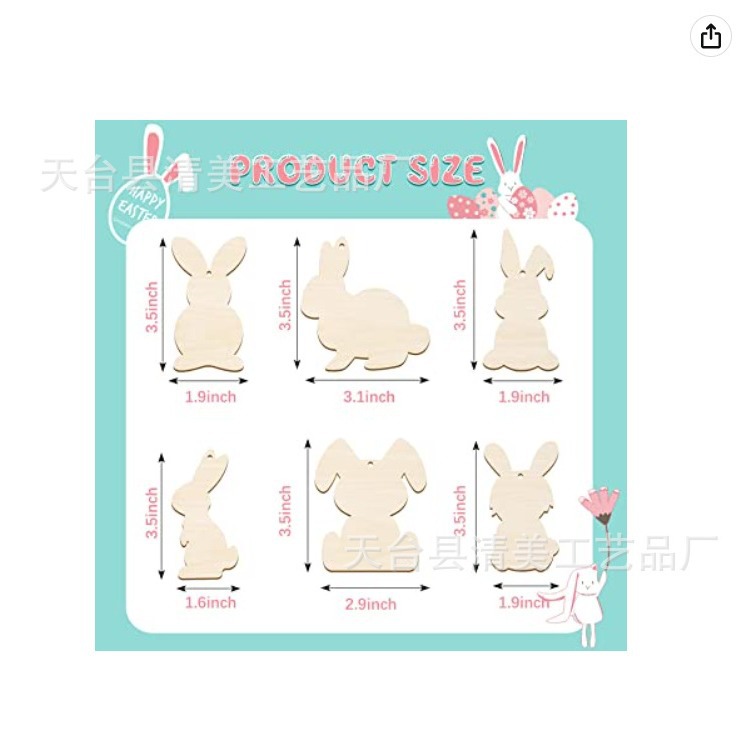 36 unidades de apertura inacabada conejo de madera colgante decoración artesanía para la decoración de Pascua de primavera favores del partido
