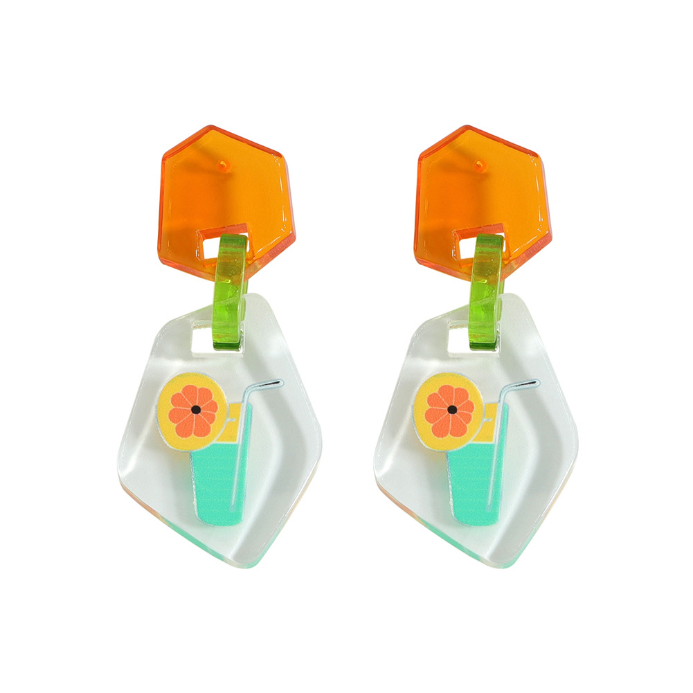 Wholesale Jewelry Cute Color Flower Irregular Transparent Pendant Earrings Nihaojewelry display picture 2