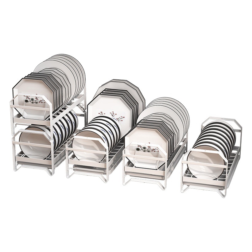 Cocina plato de almacenamiento en rack vajilla gabinete placa incorporada estante de drenaje estante de una sola capa pequeño hogar