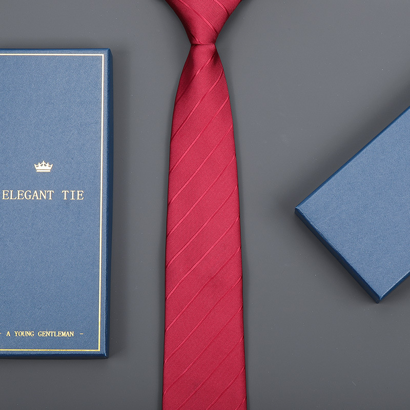 8cm 버건디 트윌 지퍼 [롱 선물박스]