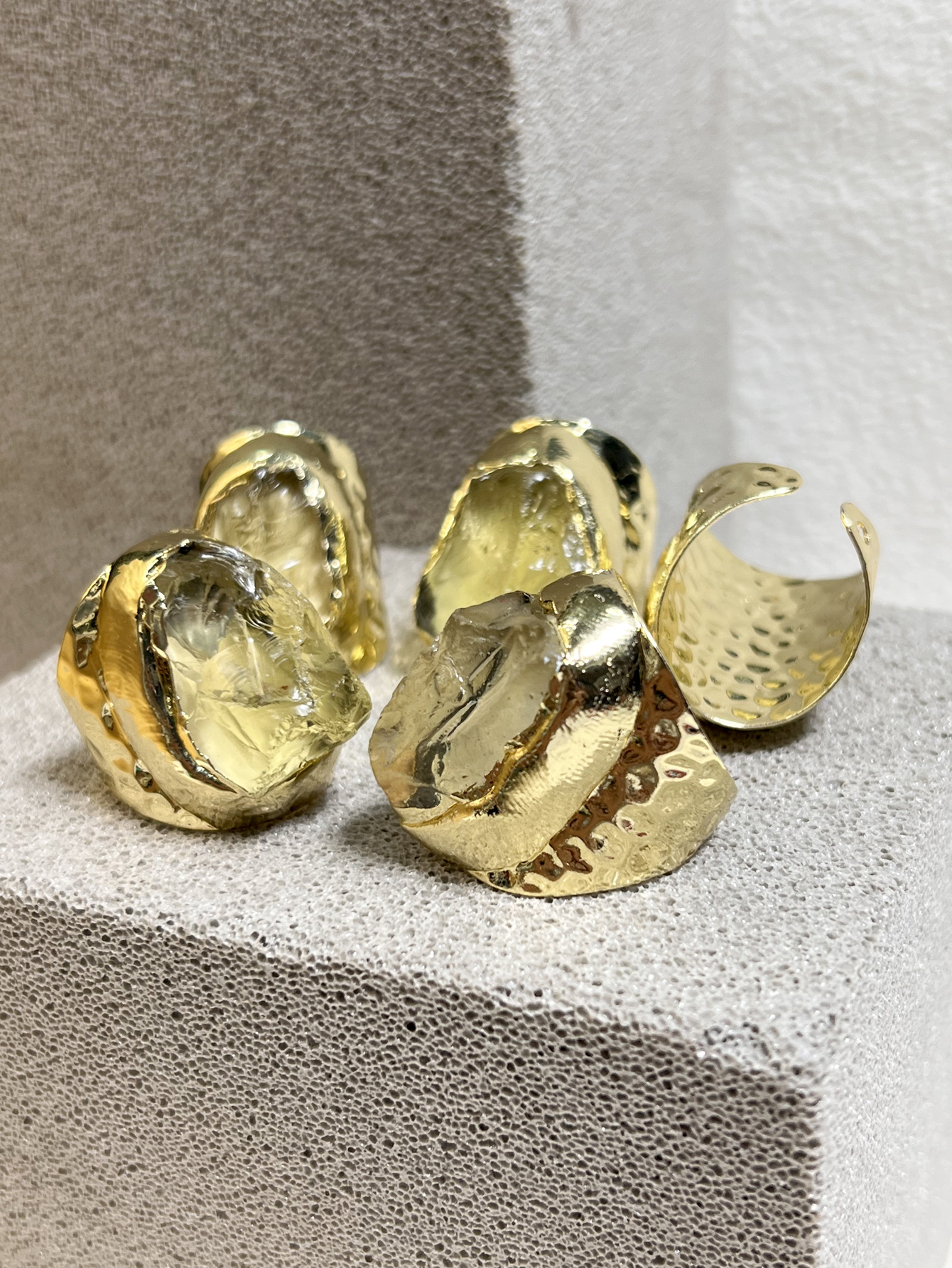 Unisex Gender Unisex Citrine Plating Healing Irregular Open Rings Healing Crystals Jewelry