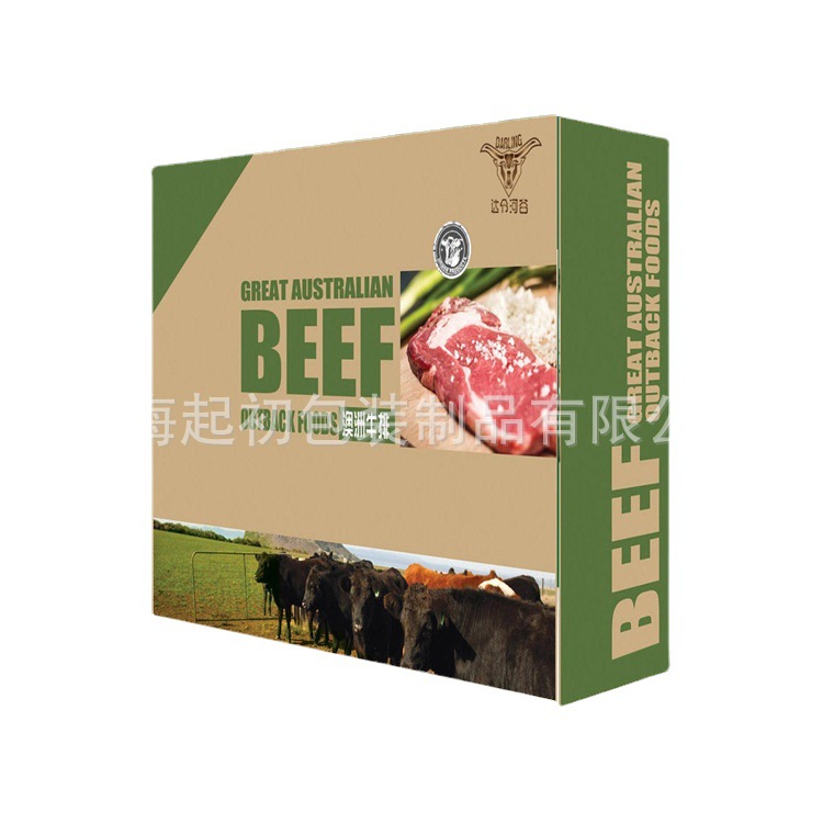 开窗食品包装盒批发高档牛排包装纸盒一次性瓦楞纸包装盒