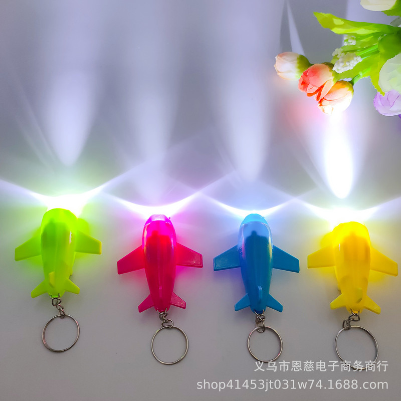 Cross-Border Simulated Aircraft Led Light-Emitting Keychain Keychain Micro-Business Local Push Scan Code Street Stall Creative Small Gift