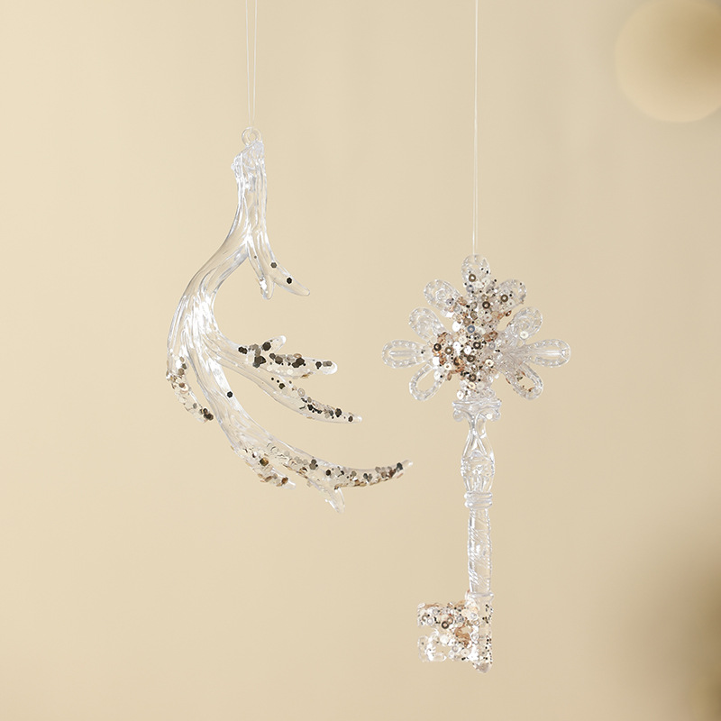 Decoraciones de árbol de Navidad ventana escenario de decoración accesorios colgante acrílico transparente flocos de nieve guirnaldas bolsas de regalo colgante