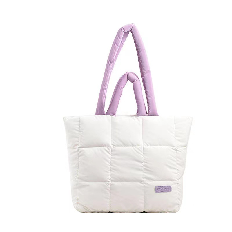 Jaqueta de algodão de ombro único em tecido Oxford para viagens ao ar livre, grade de diamantes com grande capacidade, bolsa, bolsa xadrez_voghion.com