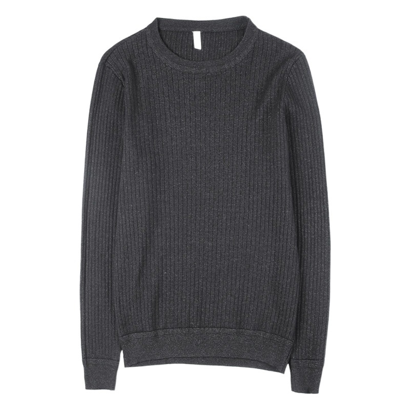 Suéter fino de los hombres a principios de otoño cuello redondo estiramiento Delgado suéter juventud estudiante Ruan guapo hoyo rayas Top hombres