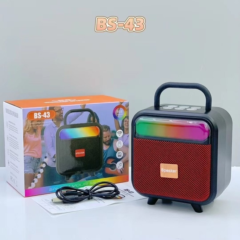外贸新款BS-43手提RGB无线蓝牙音响便携式布网桌面迷你插卡小音箱|undefined