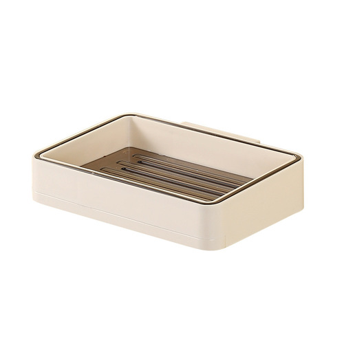 Light luxury wall-mounted soap box, wall-mounted storage rack, creative household soap box with lid, soap dish, wall-mounted without drilling
