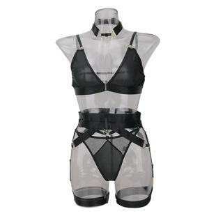 New European and American Complex Craft Garter Belt Steel Ring Sexy Lingerie Five-Piece Set Body-Shaping Split Set 1449