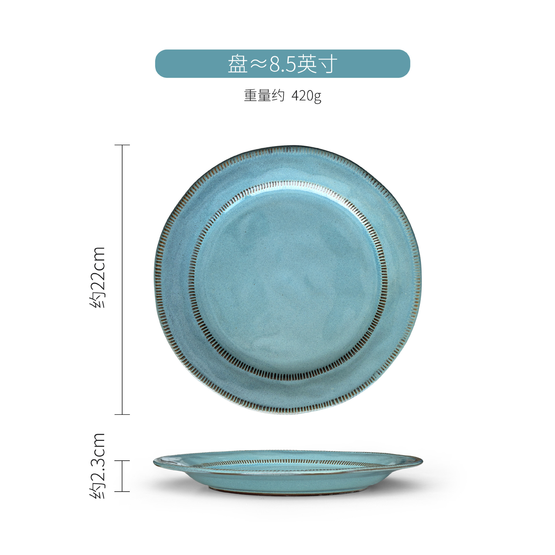 8.7inch 파란색 작은 접시