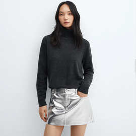 银色皮短裙定做 时尚性感女 流光短裙外贸定制 辣妹pu皮裙短款